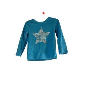 Cat & Jack Girls Long Sleeve Graphic Tee Green Gold Star Size 3T